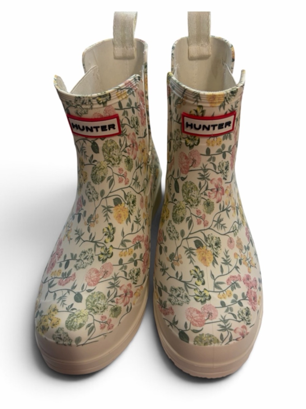 WOMENS TABITHA SHORT RAIN BOOT, Women’s Cream Floral Short Rain Boots ,Size 7